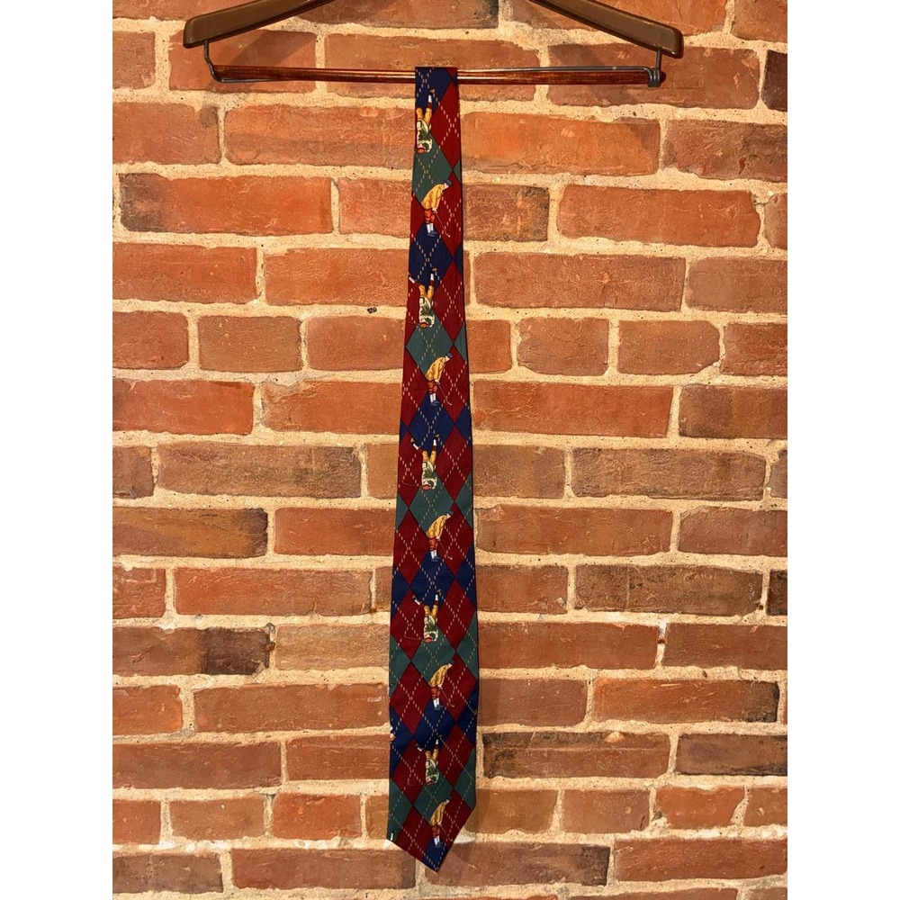 Beans McGee Golf Argyle Tie‎ Men's Silk Red Blue Green USA